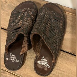 Freebird by Steven- Willow- Brown Woven Leather Slide Sandals size 5